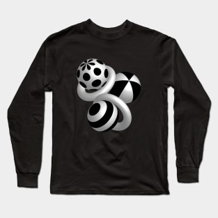 Monochromatic Geometric Shapes Art Long Sleeve T-Shirt